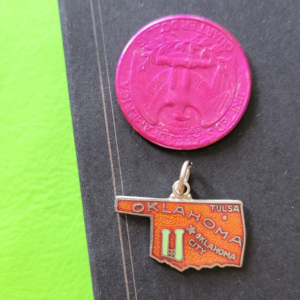 Oklahoma Enameled Charm, Deadstock